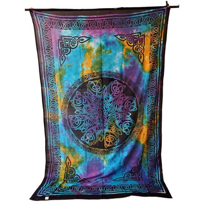 Tapestry: Celtic Mandala, Chakra Tie-Dye Tapestry: Celtic Mandala, Chakra Tie-Dye
