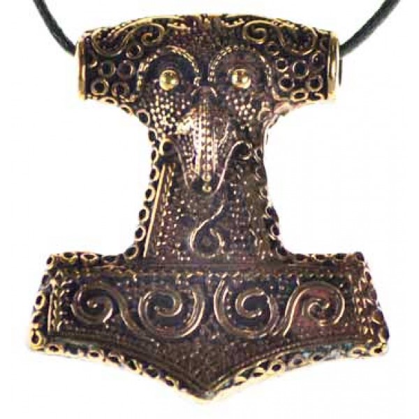 Mjolnir Pendant, Bronze, Ornate