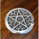 Silver Pentacle Altar Tile & Incense Holder