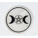 Selenite Altar Tile, Triple Moon Pentagram
