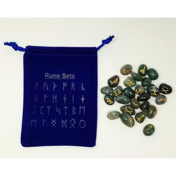 Ensemble de runes en agate mousse Ensemble de runes en agate mousse