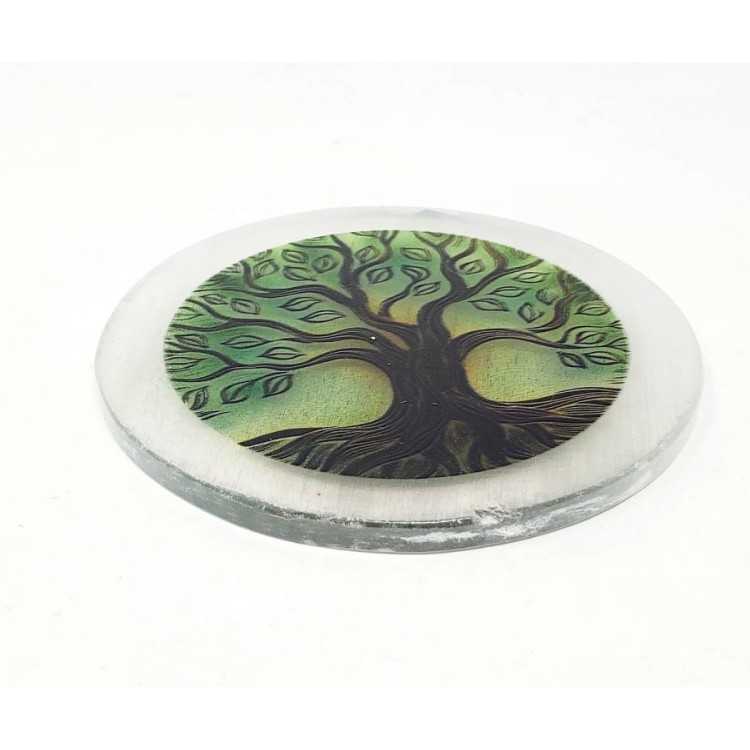 Selenite Coaster, Tree Of Life Selenite Coaster, Tree Of Life