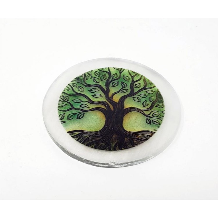Selenite Coaster, Tree Of Life Selenite Coaster, Tree Of Life