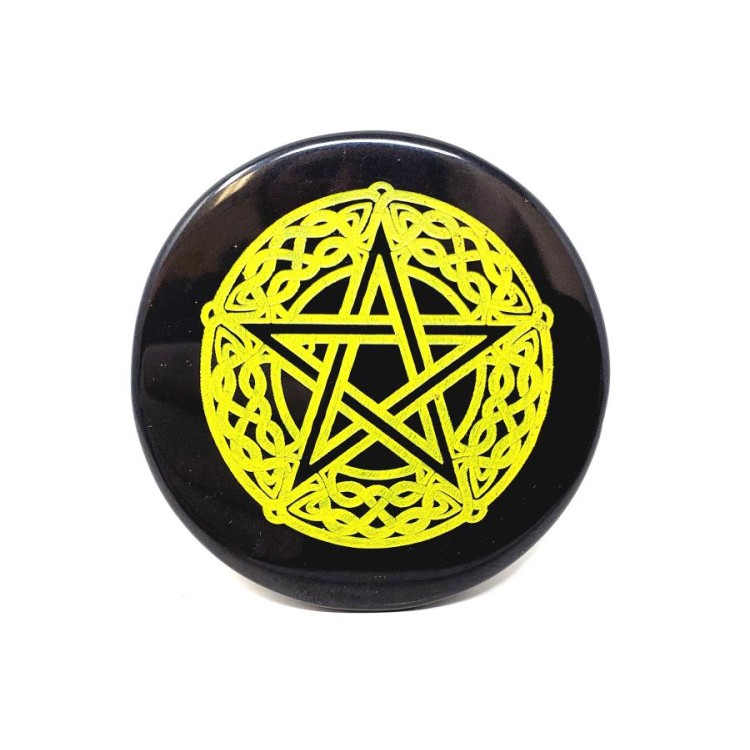 Tuile Pentacle en agate noire Tuile Pentacle en agate noire