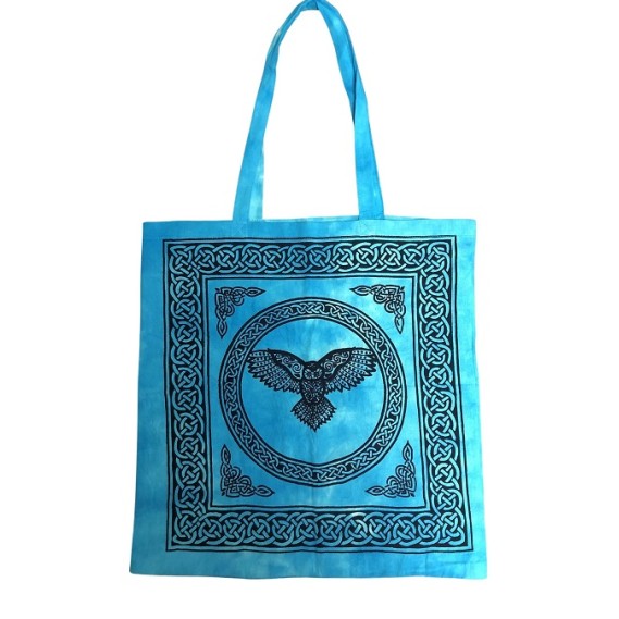 Tote Bag: Hibou Celtique, Bleu Tote Bag: Hibou Celtique, Bleu