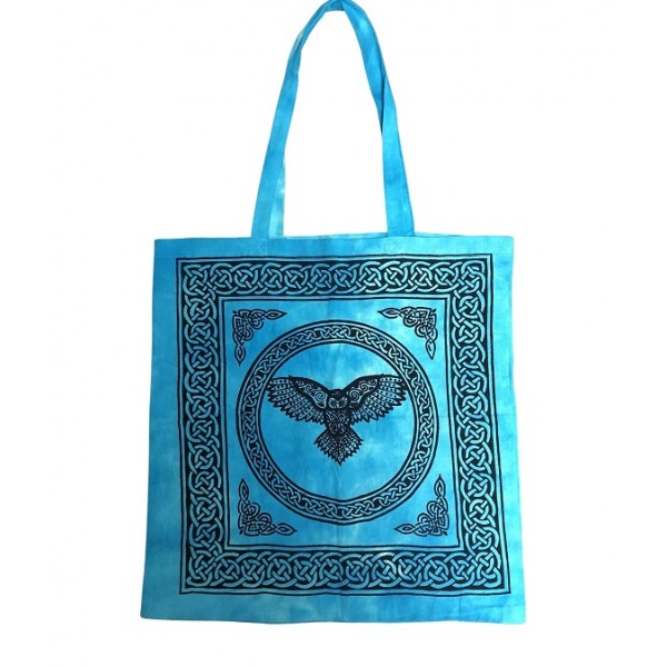 Tote Bag: Celtic Owl, Blue