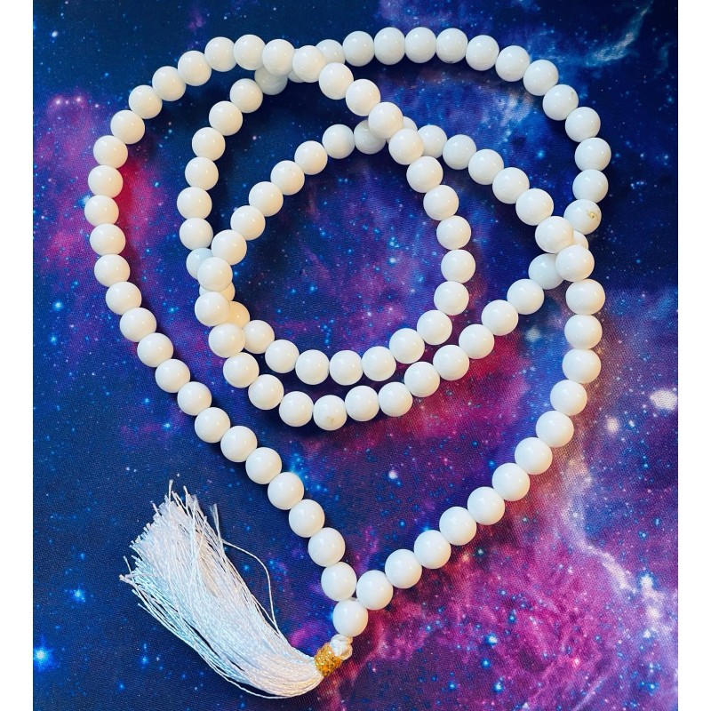 Mala de prière en agate blanche Mala de prière en agate blanche