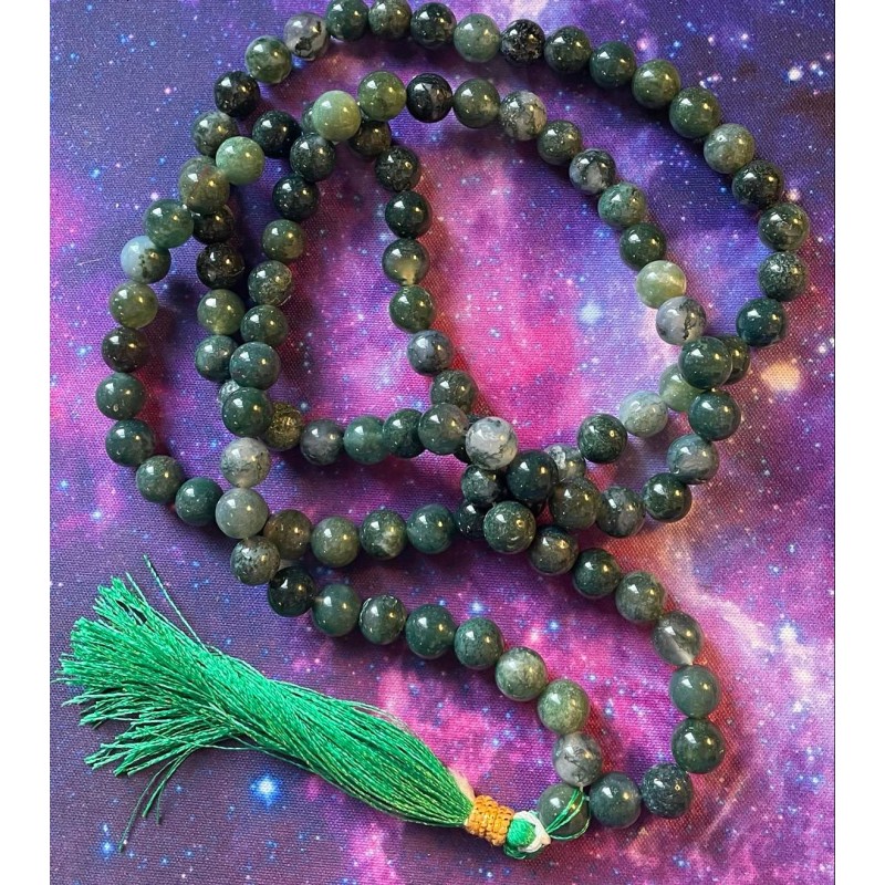 Mala de prière de l’agate mousse Mala de prière de l’agate mousse