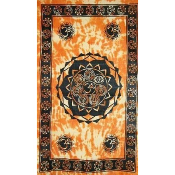 Om Chakra Tapestry, Orange/Black