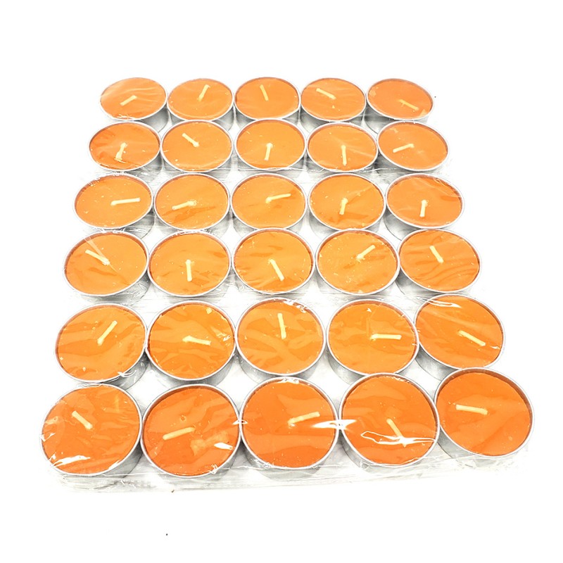 Tealight Candle: Orange, Unscented Tealight Candle: Orange, Unscented