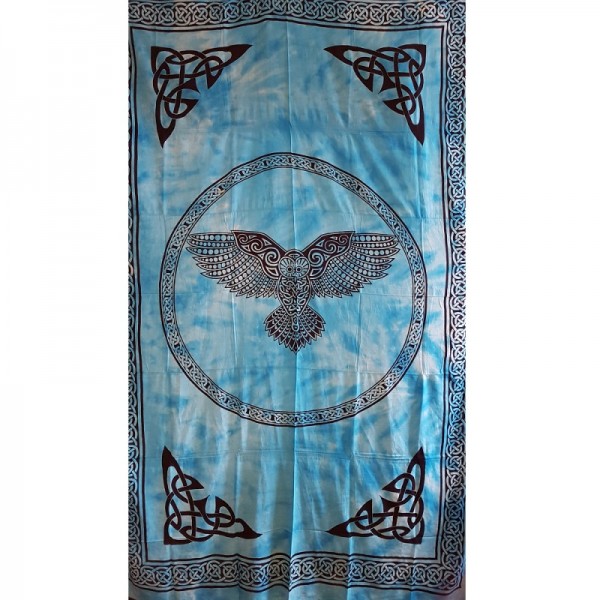 Blue Celtic Owl Tapestry