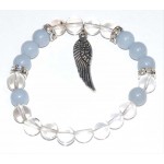 Angelite & Quartz Angel Wing Bracelet