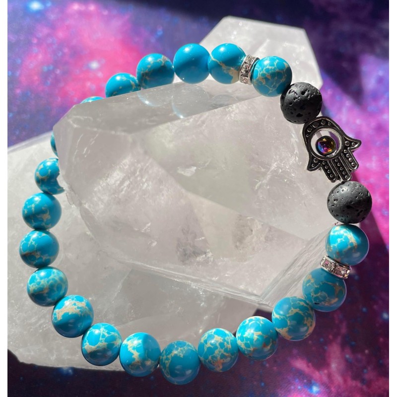 Bracelet Main de Fatima - Turquoise Howlite Bracelet Main de Fatima - Turquoise Howlite