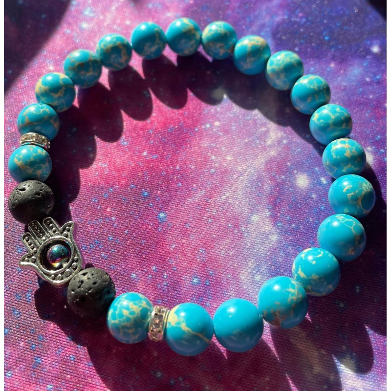 Bracelet Main de Fatima - Turquoise Howlite Bracelet Main de Fatima - Turquoise Howlite