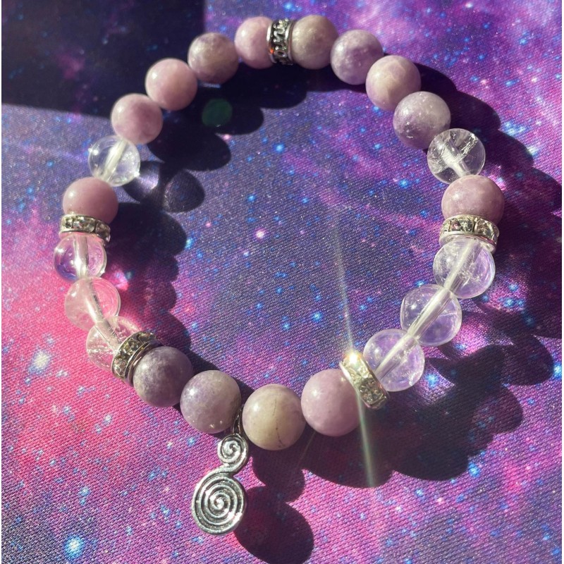 Bracelet Spirale Lépidolite & Quartz Bracelet Spirale Lépidolite & Quartz
