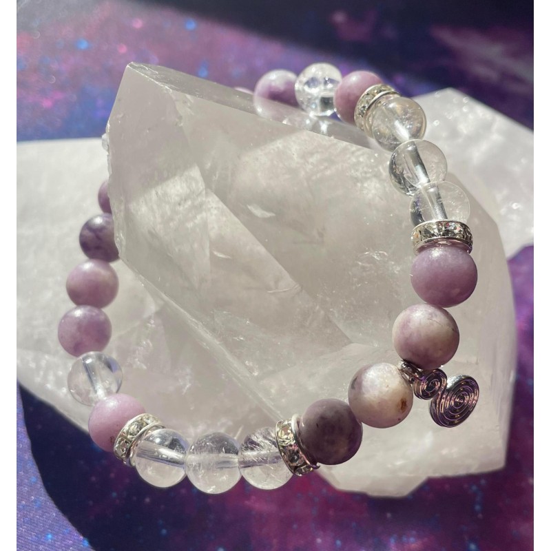 Bracelet Spirale Lépidolite & Quartz Bracelet Spirale Lépidolite & Quartz