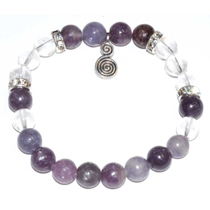 Bracelet Spirale Lépidolite & Quartz