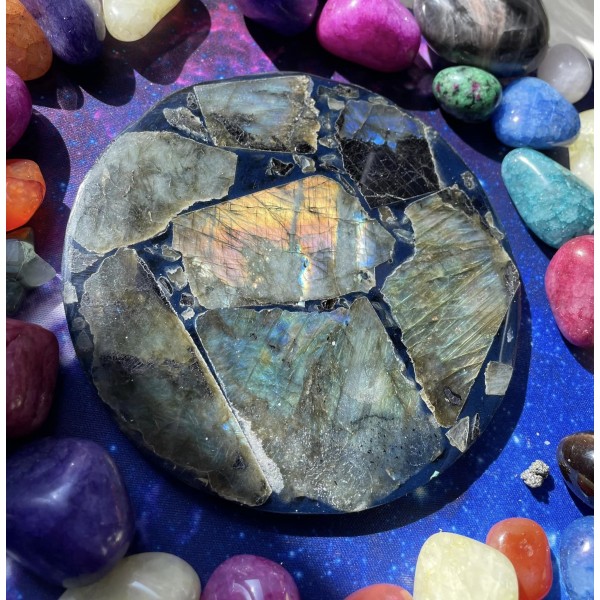 Labradorite Mosaic Charging Plate C ~ For Aura Protection