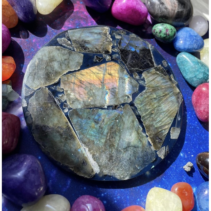 Labradorite Mosaic Charging Plate C ~ For Aura Protection Labradorite Mosaic Charging Plate C ~ For Aura Protection