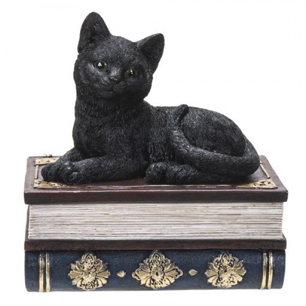Black Kitty on Book Trinket Box