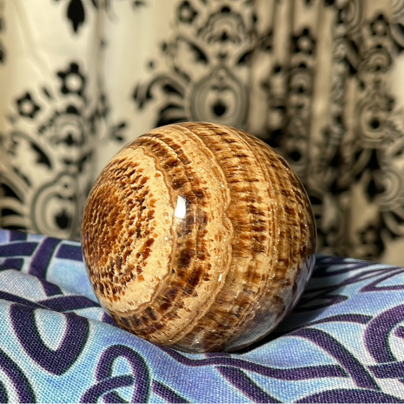 Brown Aragonite Sphere B ~ Authenticity Brown Aragonite Sphere B ~ Authenticity
