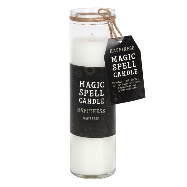 Magic Spell Candle: Happiness - White Sage