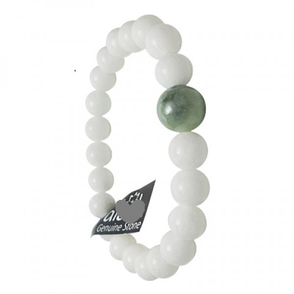 White Agate & Jade Bracelet