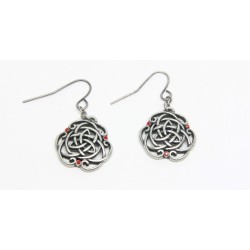 Celtic Knot Earrings, Red Jewel