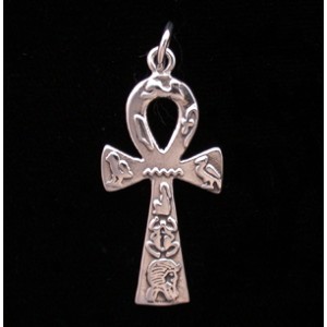 Ankh with Hieroglyphics Pendant, Sterling Ankh with Hieroglyphics Pendant, Sterling
