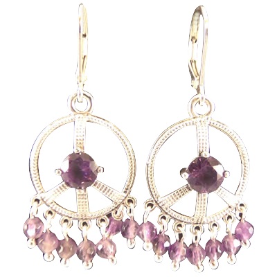 Amethyst Peace Sign Earrings Amethyst Peace Sign Earrings