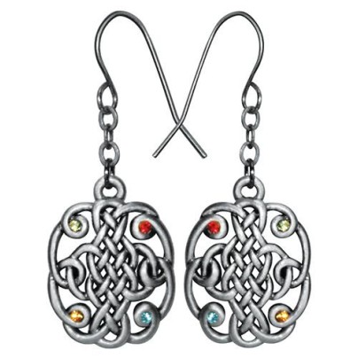 Celtic Knot Earrings, Multi-Jewel Celtic Knot Earrings, Multi-Jewel