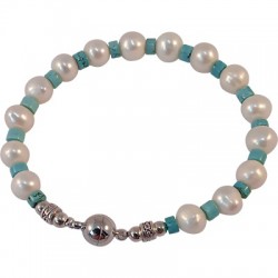 Howlite Turquoise & River Pearl Bracelet
