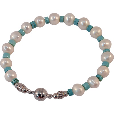 Howlite Turquoise & River Pearl Bracelet Howlite Turquoise & River Pearl Bracelet