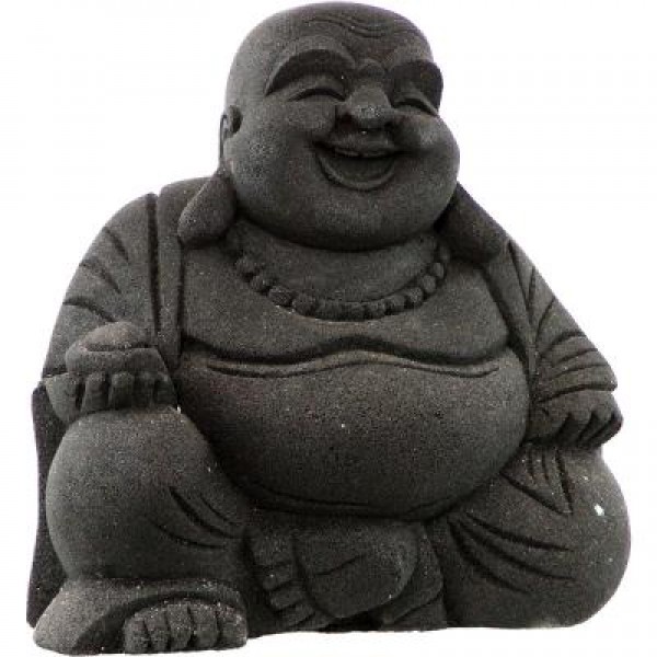 Statue de Bouddha heureux, pierre volcanique