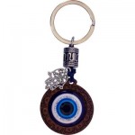 Wooden Evil Eye Talisman Keychain