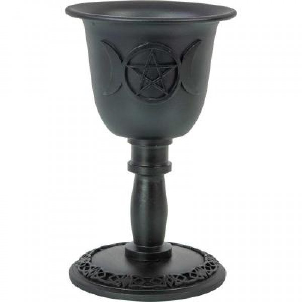 Mini Chime Candle Holder: Triple Moon Pentacle Chalice