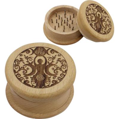 Wooden Herb Grinder: Celtic Moon Goddess Wooden Herb Grinder: Celtic Moon Goddess