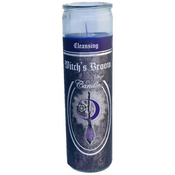 Glass Ritual Candle: Witchs Broom - Sage