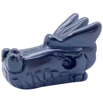 Tête de dragon en obsidienne noire Tête de dragon en obsidienne noire
