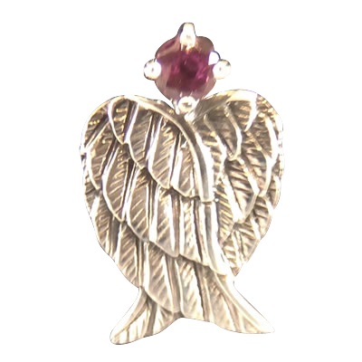 Angel Wings with Rhodolite Pendant, Sterling Angel Wings with Rhodolite Pendant, Sterling