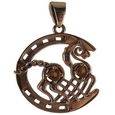 Pendentif Sleipnir de cheval d’Odin, Citrine, Sterling Pendentif Sleipnir de cheval d’Odin, Citrine, Sterling