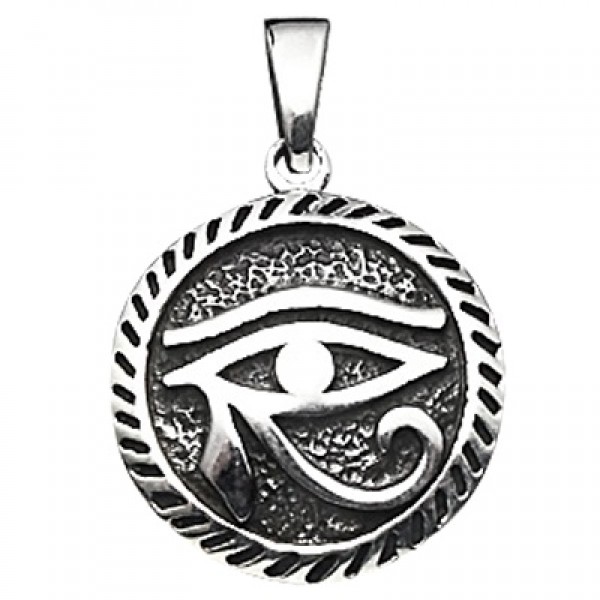 Eye Of Horus Pendant, Round, Sterling