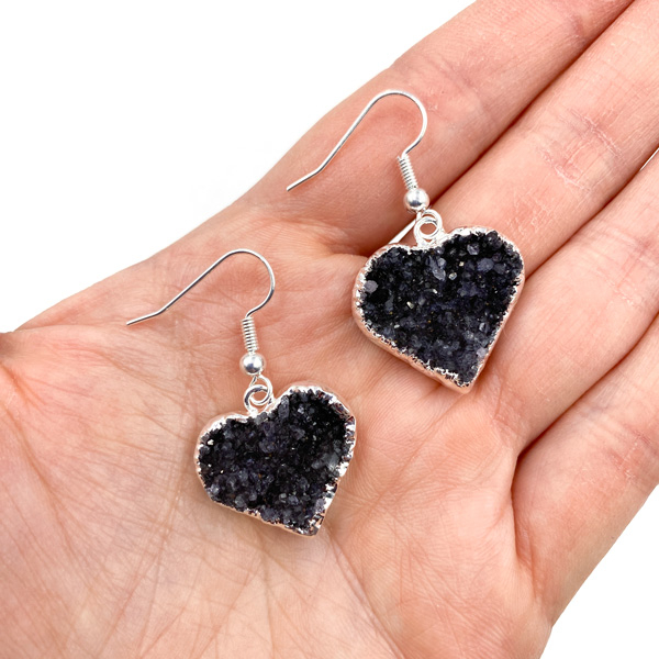 Amethyst Heart Cluster Earrings Amethyst Heart Cluster Earrings