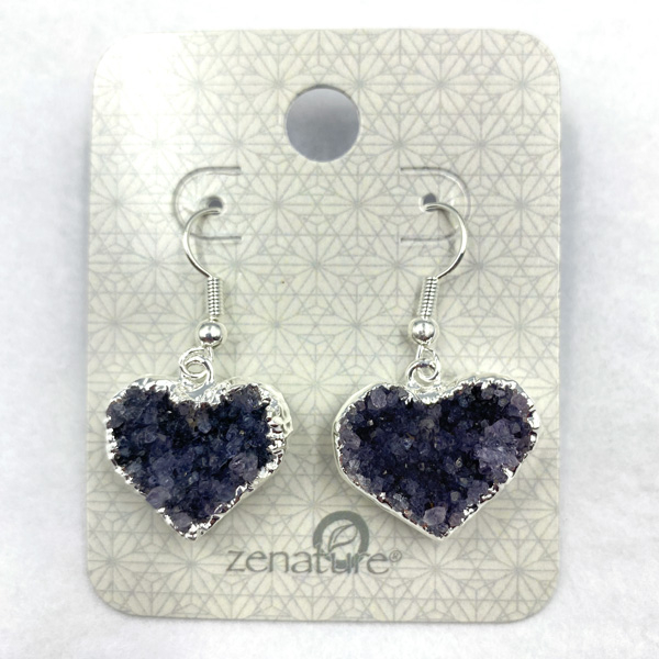 Amethyst Heart Cluster Earrings Amethyst Heart Cluster Earrings
