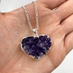 Amethyst Crystal Cluster Heart Necklace