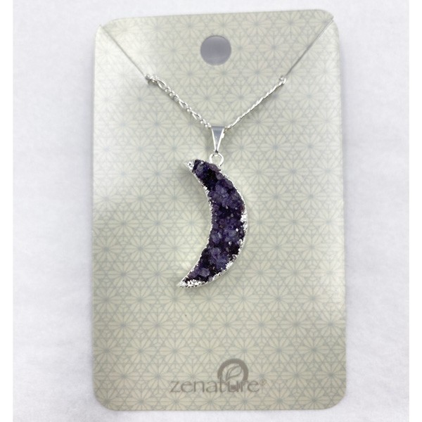 Amethyst Crystal Cluster Moon Necklace Amethyst Crystal Cluster Moon Necklace