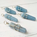 Angelite Crystal Pendant, Wrapped