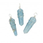 Angelite Crystal Pendant, Wrapped