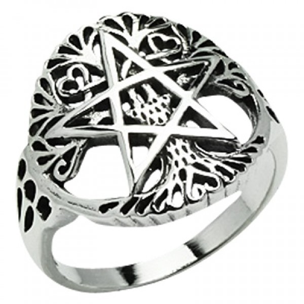 Tree Of Life Pentacle Ring, Sterling