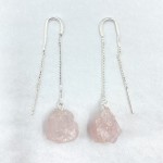 Rose Quartz Crystal Chain Earrings